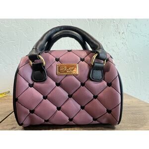 Luv Betsey Pink Quilted Heart Polka Dot Mini Bowler Satchel Bag